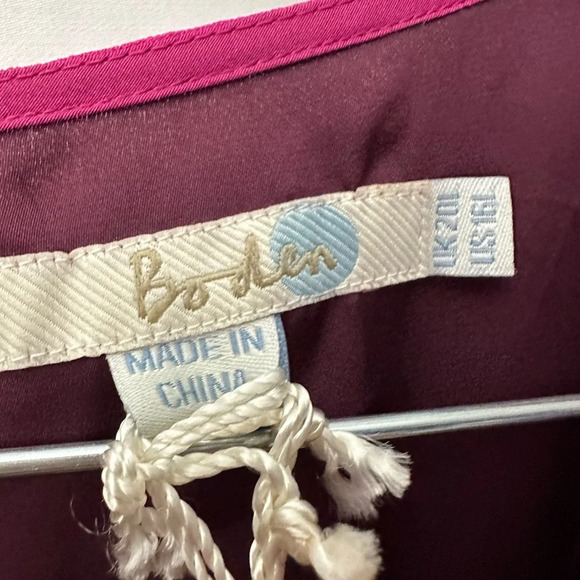 Boden Cocktail Dress Georgette Pleated Beaded Jeweled Magenta Cap Sleeve 16L NWT - Picture 3 of 6